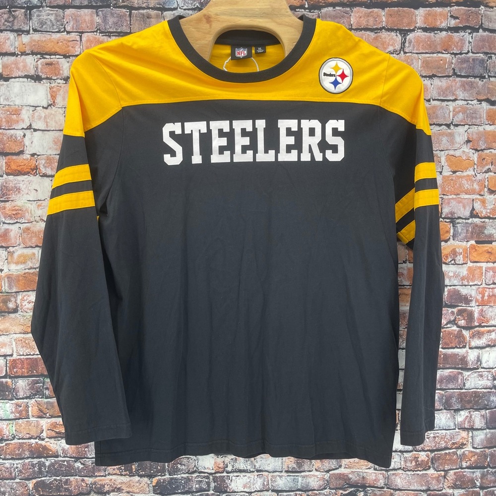 NFL Pittsburgh Steelers Long Sleeve Shirt Mens XL Black Gold Cotton G-III 2155